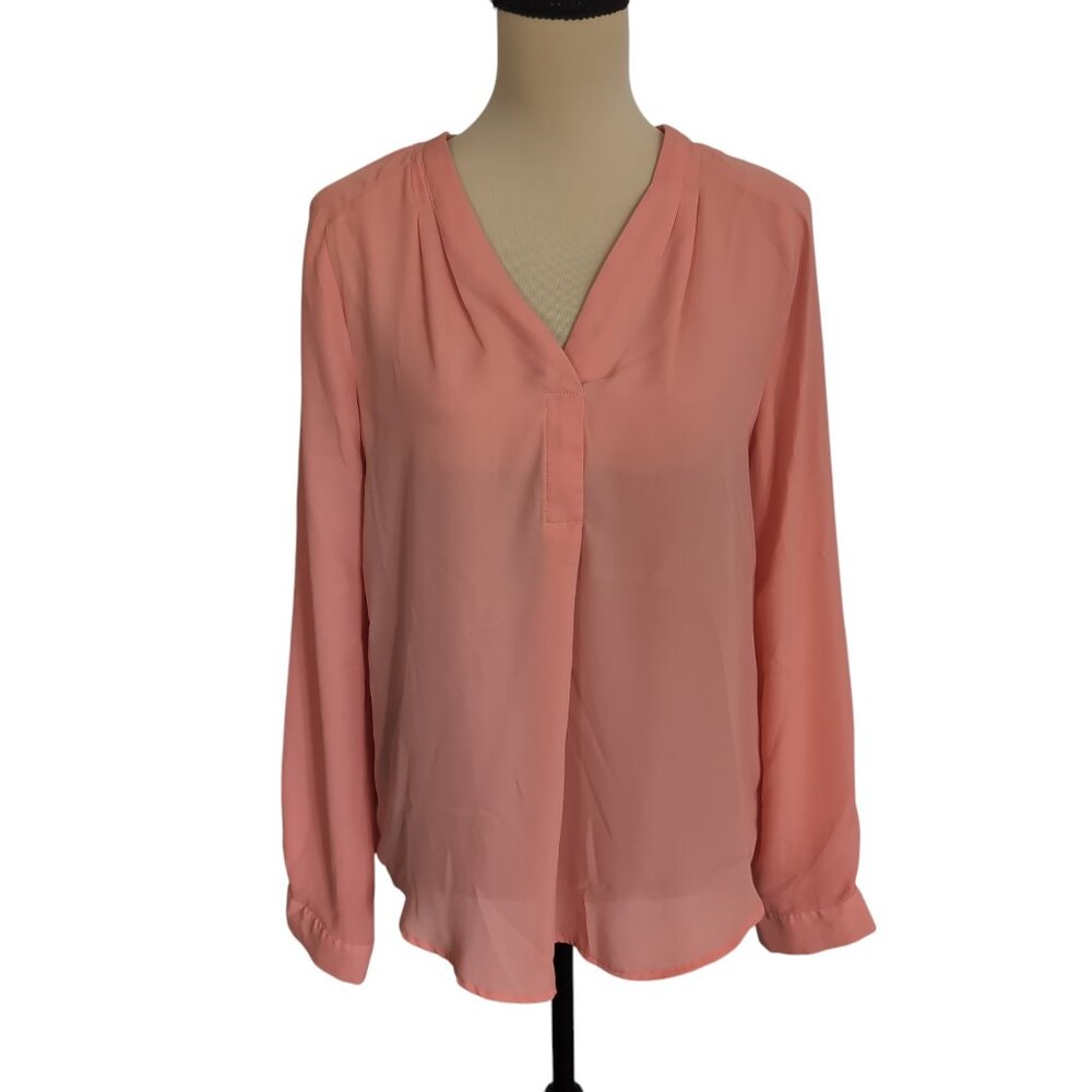 Peach Pink Long Sleeve Blouse Size Large